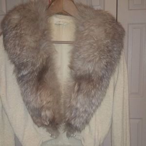 Vintage Cashmere Sweater with Fur Collar